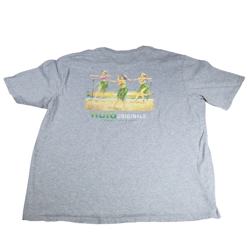 Tommy Bahama T-Shirt Mens Large Gray Hula Originals Graphic Cotton Short Sleeve